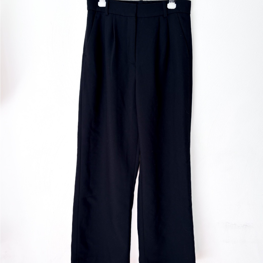 Abercrombie & Fitch A & F Sloane Tailored Wide Leg Trousers Black - Picture 2 of 5